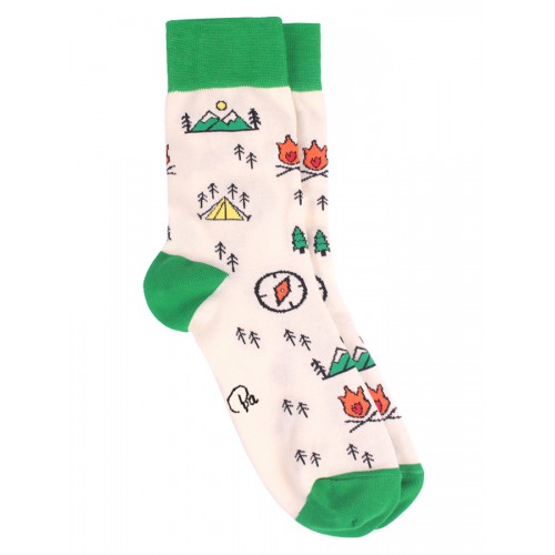 Купить Цветные носки с принтом "Лес и компас"