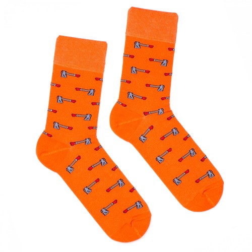 Оранжевые носки с топорами Babushka