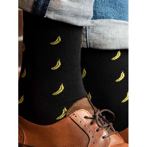 Черные носки с принтом Бананы
