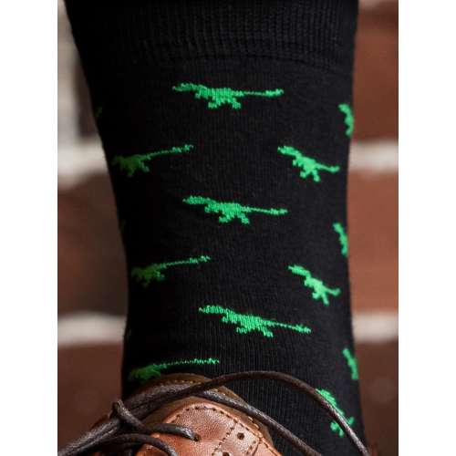 Черные носки с принтом Динозавры