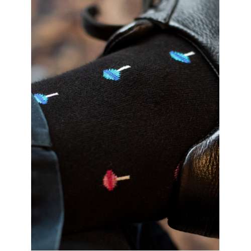 Набор деловых чёрных носков с принтами, 3 пары в подарочной коробке