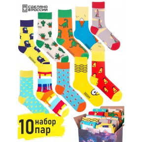 10 пар, набор цветных носков F10-02 в подарочной коробке