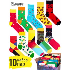 10 пар, набор цветных носков F10-03 в подарочной коробке
