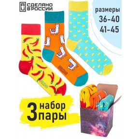 3 пары, набор цветных носков F3-11 в подарочной коробке