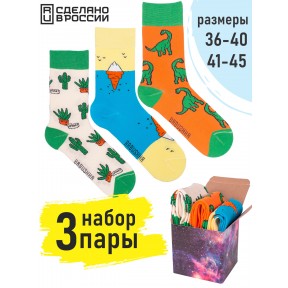 3 пары, набор цветных носков в подарочной коробке F3-14