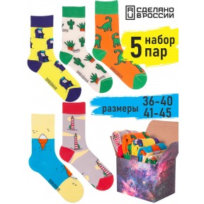 5 пар, набор цветных носков в подарочной коробке F5-03