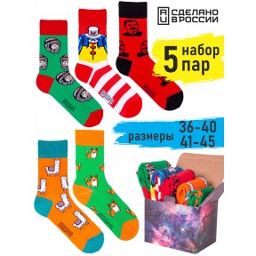 5 пар, набор цветных носков F5-04 в подарочной коробке