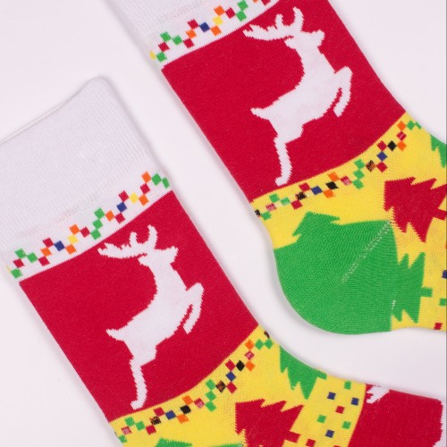 Купить Новогодние носки с оленями NY001