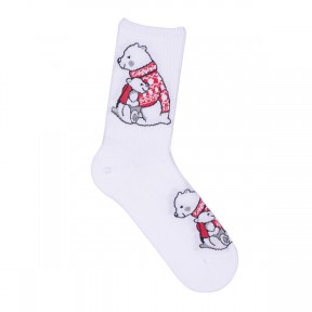 Новогодние носки с белыми медведями спортивные NY004