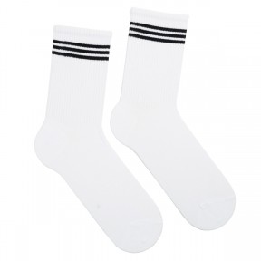 Белые спортивные носки с черными полосками S23