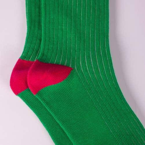 Детские носки в рубчик зеленые 