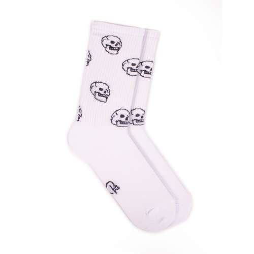 Белые спортивные носки с черепами S51