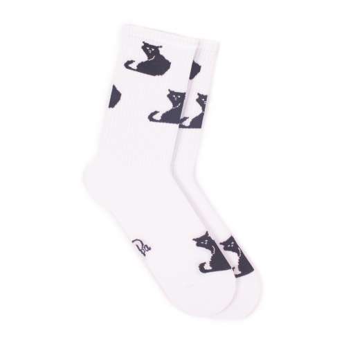 Белые спортивные носки с черными котами S52
